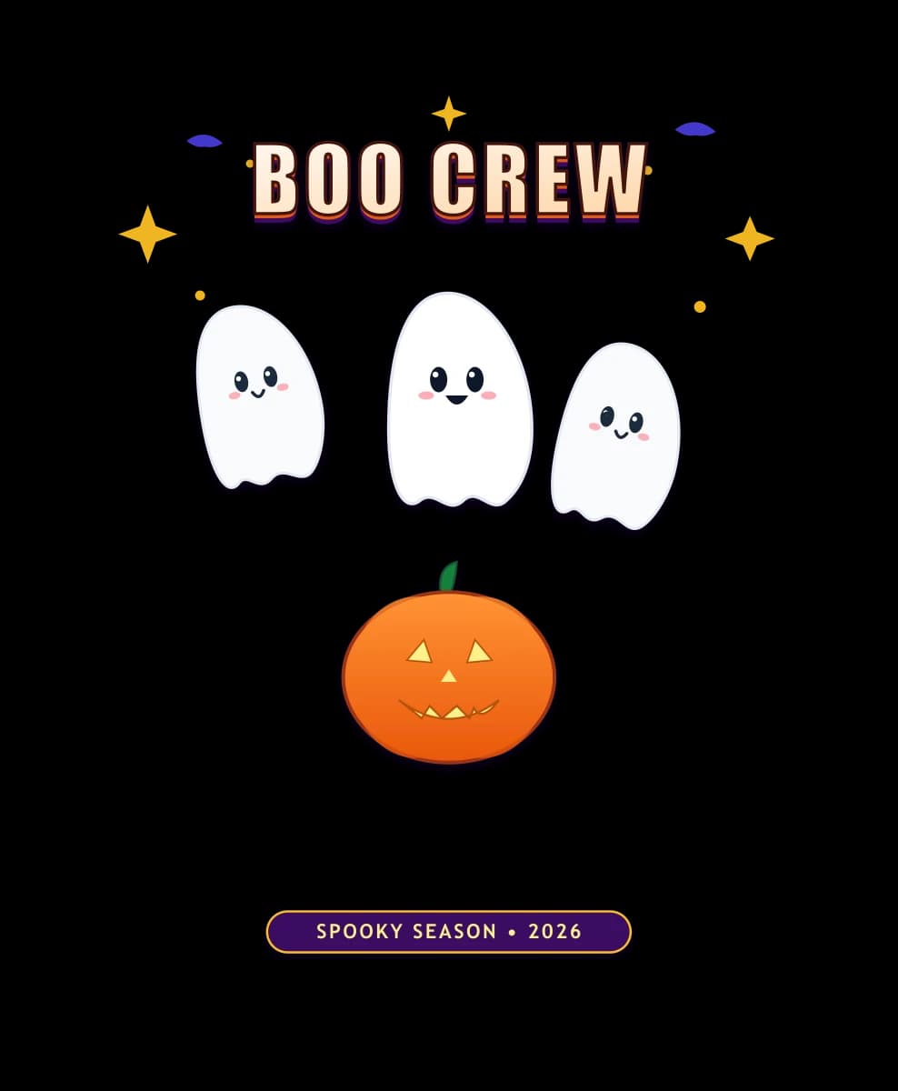 Boo Crew retro collegiate Halloween ghosts and jack-o-lantern design